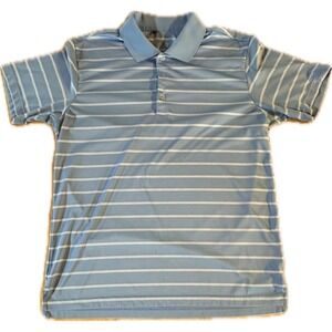 Adidas Puremotion Men's Blue Striped Golf Polo Shirt Short‎ Sleeve M